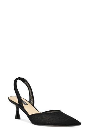 Nine West Rizze Slingback Pointed Toe Kitten Heel Pump in Black at Nordstrom, Size 5.5