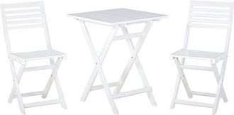 Beliani Conjunto Bistr&oacute; De Jard&iacute;n Blanco De Madera De Acacia 3 Piezas Plegable Dise&ntilde;o Moderno Fiji
