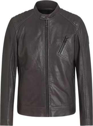Belstaff Grijze Leren Jas voor Heren - Heren - Leren en Su&egrave;de Jassen - Grijs - L - Jassen