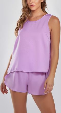 iCollection Satin Sleeveless Top and Shorts Set in Purple at Nordstrom, Size X-Large