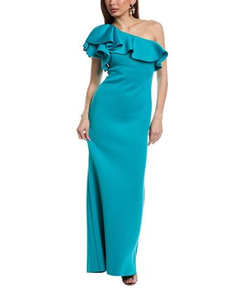 Eliza J One-Shoulder Scuba Gown