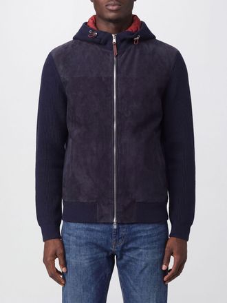 Brunello Cucinelli Bomber in pelle scamosciata e cashmere con cappuccio