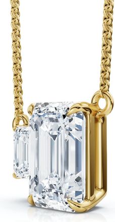 Pompeii3 1 1/2Ct Emerald Cut Toi et Moi Diamond Pendant 14k Gold Lab Grown