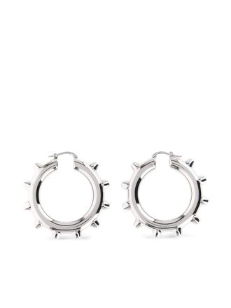 Jil Sander spike-embellished hoop earrings - women - Brass - One Size - Silver