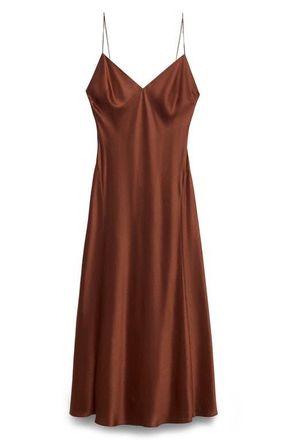 Mango Satin Slipdress in Burnt Orange at Nordstrom, Size 10