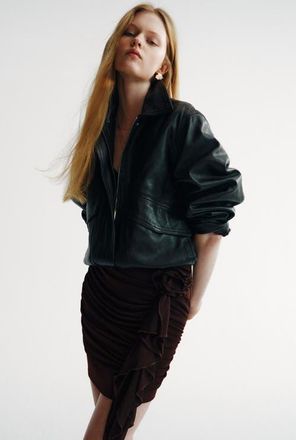 H&M Flower-detail Mini Skirt in Dark Brown at Nordstrom, Size X-Small