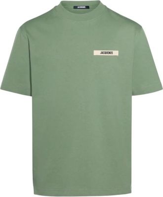 Jacquemus T-shirt met ronde hals en korte mouwen - Heren - T-shirts - Groen - S - Katoen - Tops