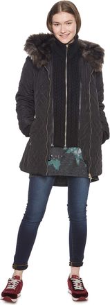 Desigual Womens Black Maca Padded Coat Jacket 36 UK 8