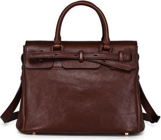 OLD TREND Wishbone Genuine Leather Structured Heritage Satchel in Brown at Nordstrom