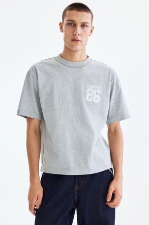 H&M Loose Fit Printed T-shirt in Light Gray Melange/soho Nyc at Nordstrom, Size Xxx-Large