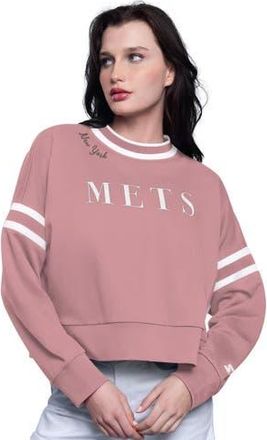 Starter Womens Starter Pink New York Mets Power Play Cropped Pullover Sweatshirt at Nordstrom, Size Xx-Large