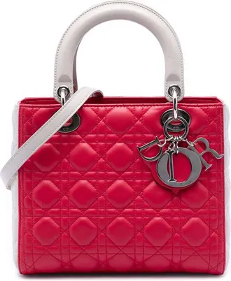 Dior Pre-owned Dior Medium Bicolor Lambskin Cannage Lady Dior Ladies 879AFDMAI0PPJ4OM