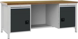 OEM Banco De Trabajo Gris Claro Gris B2000xh859xf750mm Haya Multiplex 40mm 2 Cajones.2 Puertas