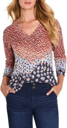 Nic+Zoe Blue Dahlia Sweater in Blue Multi at Nordstrom, Size Xx-Large