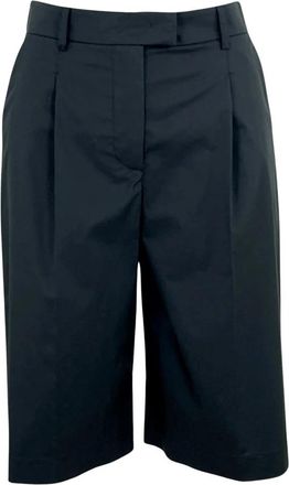 Patrizia Pepe Bermuda Shorts met Plooi - Dames - Korte Broeken - Zwart - M - Katoen - Korte Broeken