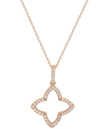 Suzy Levian 14K 0.30 Ct. Tw. Diamond Clover Necklace