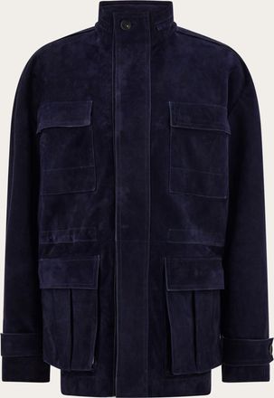 Ferragamo Men Suede blouson Blue