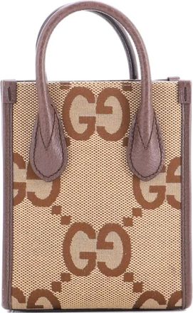 Gucci Vertical Tote Jumbo GG Canvas Mini crossbody bag - Bruin