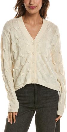 Fort&eacute; Cashmere Cable V-Neck Wool & Cashmere-Blend Cardigan