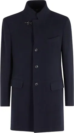 Fay Dark Blue Long Buttoned Coat