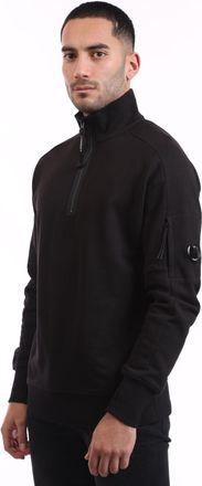 C.P. Company Mens Diagonal Raised Fleece Half-Zip Sweatshirt in Black Cotton - Size X-Small