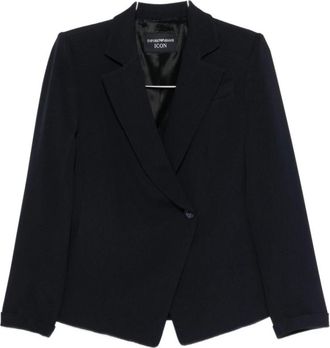 Emporio Armani Blazers, female, Blue, Size: 2XS Icon single-breasted jacket