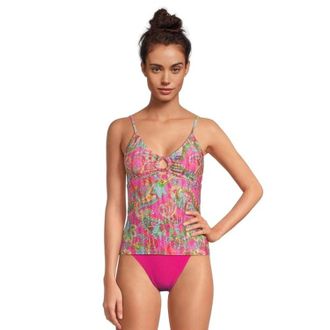 BECCA by Rebecca Virtue Polynesia Tankini Top Womens Multicolor Stretch Swimwear JZZ681