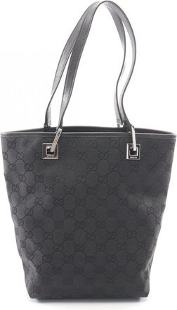 Gucci Black Canvas Leather Handbag Tote Bag (Pre-Owned)