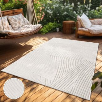 Paco Home Paco Home - Alfombra Salon De Habitacion Cocina Exterior Terraza Jardin Nordica Boho Chic 160x230 Cm, Crema 5