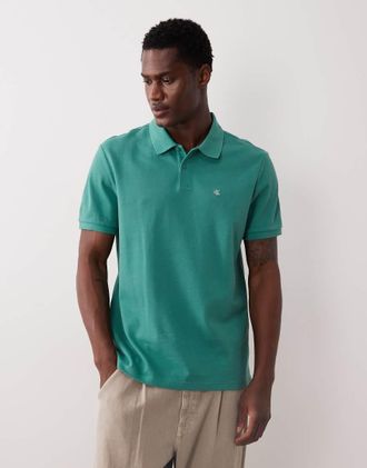 Calvin Klein Jeans Polo in piqu&eacute; verde con monogramma