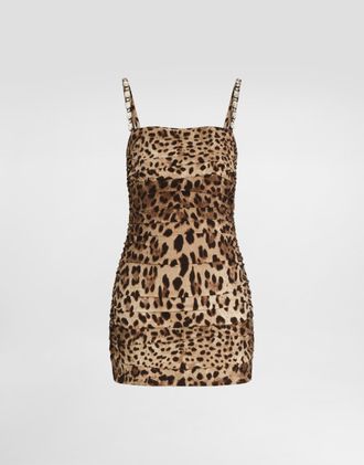 Dolce & Gabbana Leo-print Charmeuse Dress - Woman Collection Animal Print Silk 36