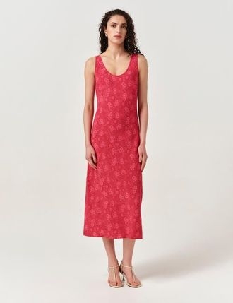 Ghost London Paloma Crepe Midi Slip Dress in Pink Dotty Floral at Nordstrom, Size 16