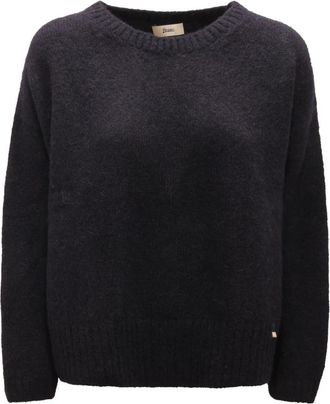 Herno Wollen trui in elegante stijl - Dames - Ronde hals truien - Blauw - M - Wol - Truien & Vesten