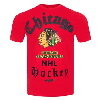 Pro Standard Mens NHL Chicago Blackhawks Old English S/S Tee Red