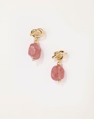 Fat Face FatFace Knot Stone Drops in Pink