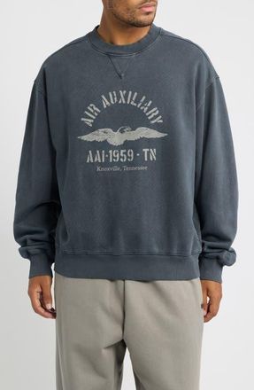 Alpha Industries Air Auxiliary Graphic Sweatshirt in Black at Nordstrom, Size Xx-Large