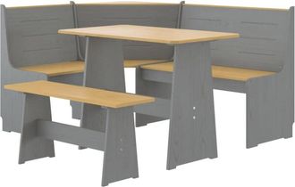 vidaXL Juego de comedor reine 3 pzas madera maciza de pino marrón gris Vidaxl