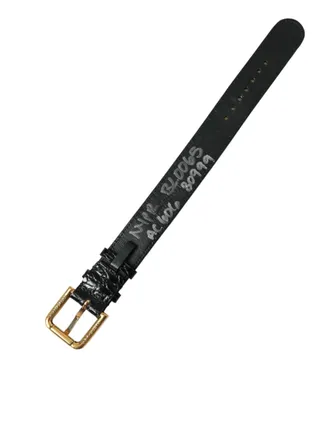 Dolce & Gabbana Womens Black Textured Leather Gold Tone Metal Buckle Armband Accessory