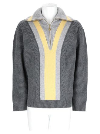 Dr&ocirc;le de Monsieur Grey V-Shaped Intarsia Wool-Cashmere Sweater