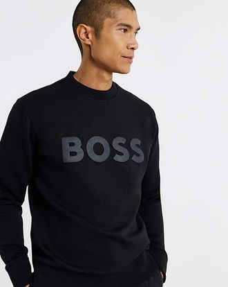 HUGO BOSS Logo Crew Sweatshirt - Black