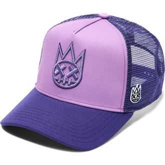 Cult of Individuality Shimuchan Logo Colorblock Trucker Hat in Dusty Lavender at Nordstrom