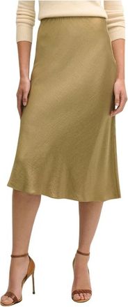 Brooks Brothers Satijnen Rok - Dames - Midirokken - Geel - M - Satijn - Rokken