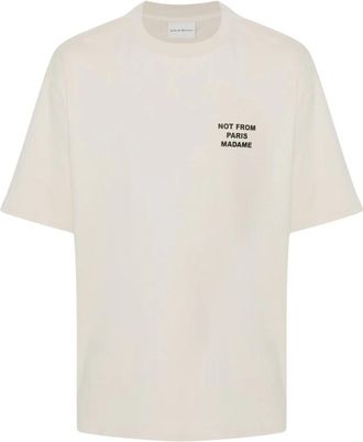 Dr&ocirc;le de Monsieur Slogan Tee Stijlvol Model - Heren - T-shirts - Beige - L - Katoen - Tops