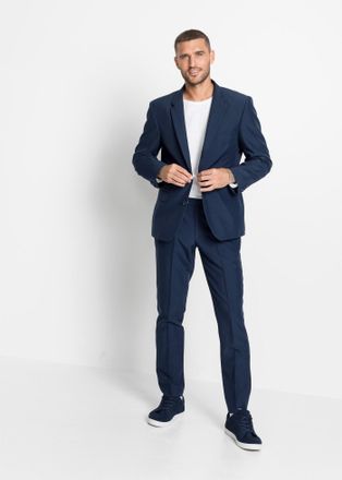 Bonprix Anzug BONPRIX, Herren, Gr. 64, N-Gr, blau (dunkelblau), Web, Obermaterial: 100% Polyester. Futter: 100% Polyester, unifarben, slim fit, Anz&uuml;ge Anzug, 