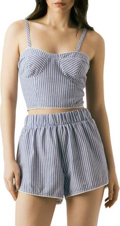 Blank NYC Stripe Bustier Top in Sailing Squad at Nordstrom, Size X-Small