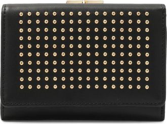 Kazar Uitgevouwen zwarte portemonnee met zilveren strass - Dames - Portefeuilles - Veelkleurig - ONE Size - Leer - Accessoires