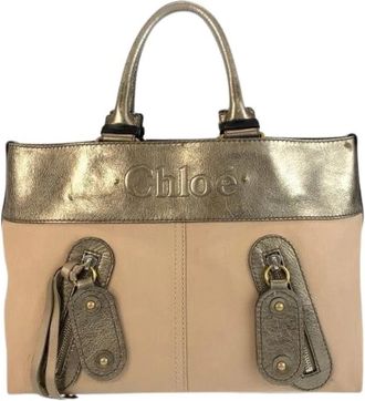 Chlo&eacute; Pre-owned Canvas Leather Tote Bag - Dames - Vintage Handtas - Beige - ONE Size - Leer - Vintage