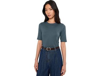 Eileen Fisher Organic Cotton Stretch Rib Crew Neck Top Womens Clothing Eucalyptus : SM, Spandex/Cotton