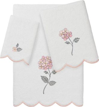 Linum Home Textiles 100% Turkish Cotton Hydea Scallop 3Pc Embellished Towel Set
