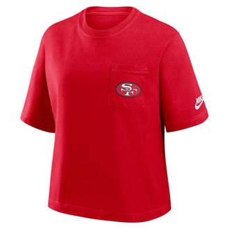 Nike San Francisco 49ers Rewind Pocket Boxy Nike Womens NFL T-Shirt in Red | 11CM65N73V-WZ9
